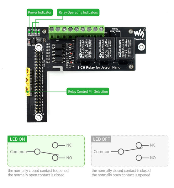 3-Ch Relay Expansion Board Designed For Jetson Nano, Optocoupler Isolation