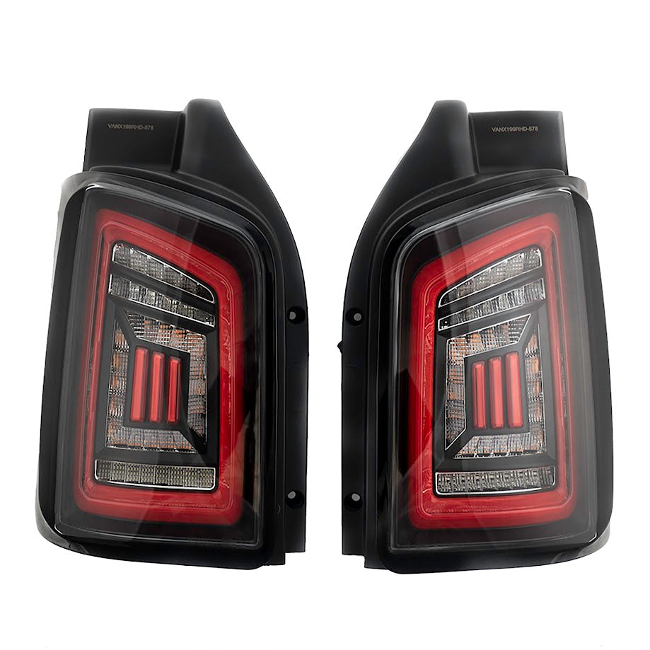 For VW T6 15-20 Transporter Barndoor LED Rear Lights Clear Full Frame Led Light- Bar