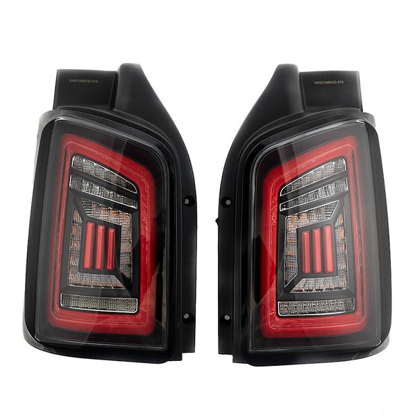 For VW T6 15-20 Transporter Barndoor LED Rear Lights Clear Full Frame Led Light- Bar