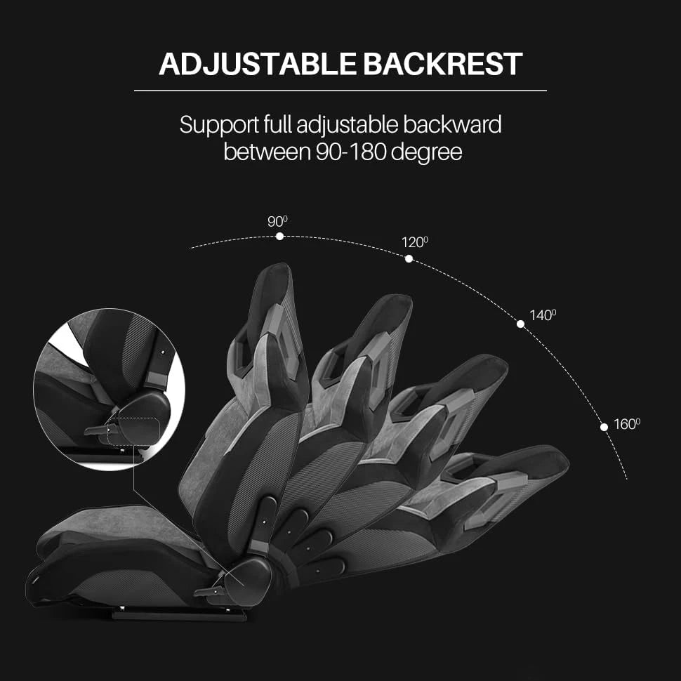 JIABEIR 1085 Grey Leather Bucket Car Seats Blue Interior Accessories Adjustable Sport Racing Vehicle Seats Modified Car Seats