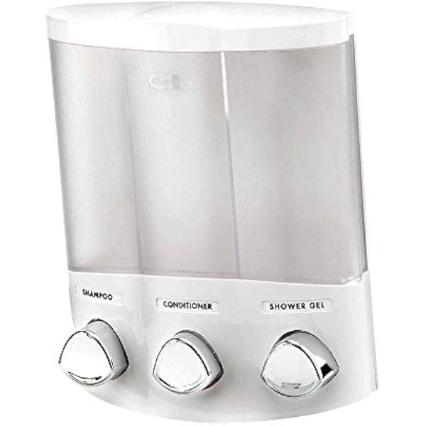 Better Living Products 76354 Euro Series TRIO 3-Chamber Soap and Shower Dispenser, White, Acrylonitrile Butadiene Styrene (ABS)