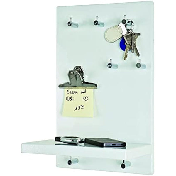 HAKU Möbel Key Hanger Chrome, White, Mdf, Metal - Size: W 25 cm X H 40 cm X D 17 cm, Style: Modern