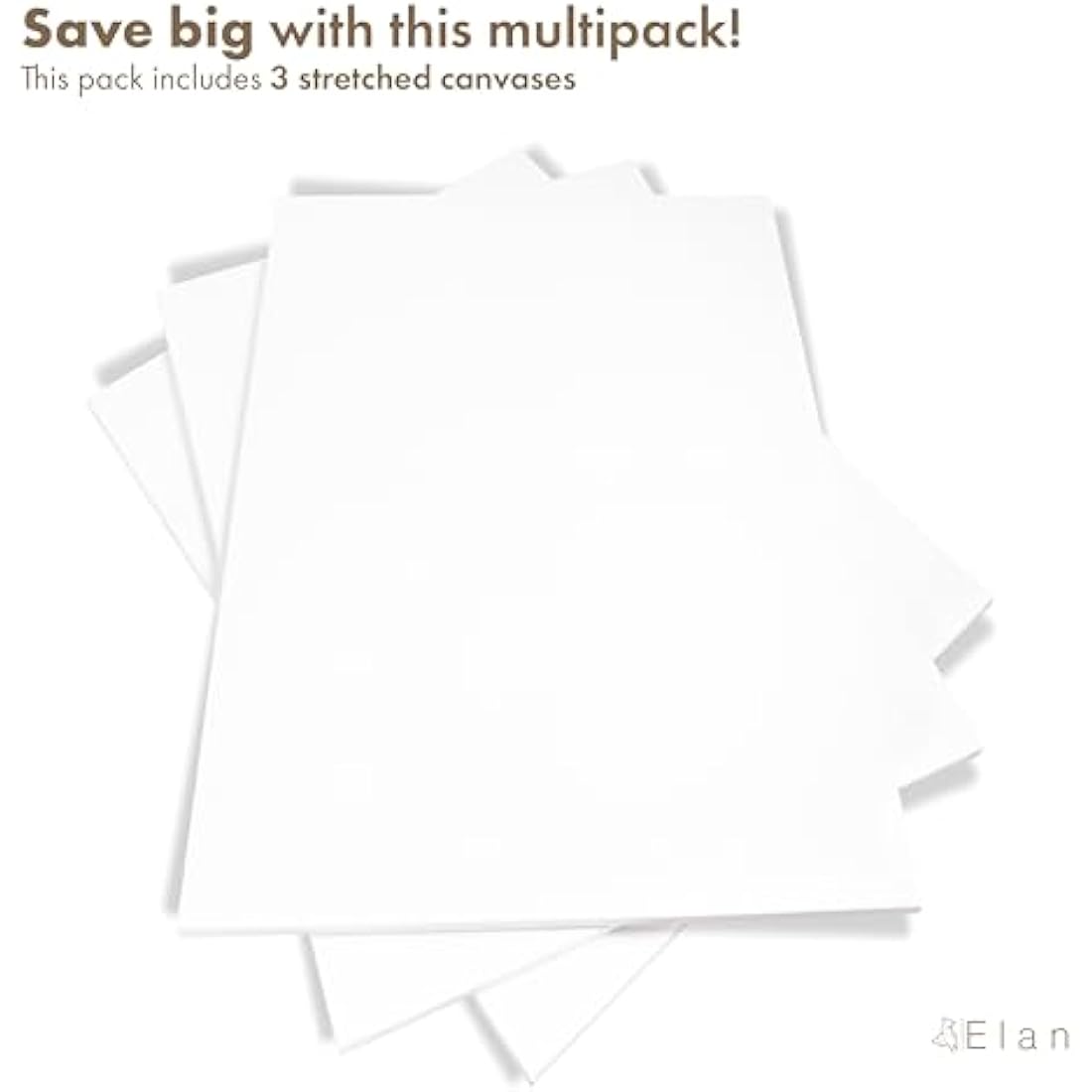 Elan Stretched Canvases 90x120 CM, 3-Pack Extra Large Canvas for Painting 280 GSM, Triple Primed A0 Canvas for Painting 90x120 CM, Extra Large Art Canvases