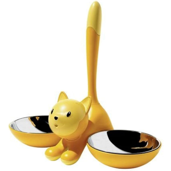 Alessi | Tigrito AMMI09 B - Design Cat Bowl, 18/10 Stainless Steel and Thermoplastic Resin, Black