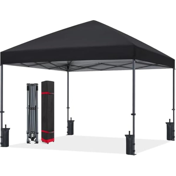 ABCCANOPY 2.5x2.5M Pop Up Gazebo Commercial Gazebo With Upgraded Roller Bag, 4 Weight Bags, Stakes and Ropes (Black)