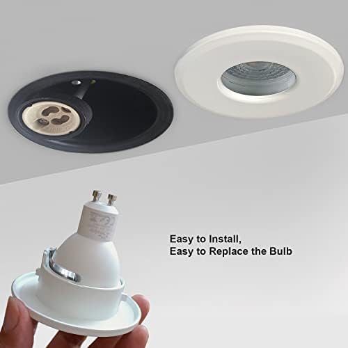 4XSweier Fire Rated GU10 White Downlights,IP65 Waterproof 5W Warm White 3000k Spotlight,90 Minute Fire Rated LED Recessed Ceiling Lights,230V GU10 Downlights,Cut-Out 70mm.
