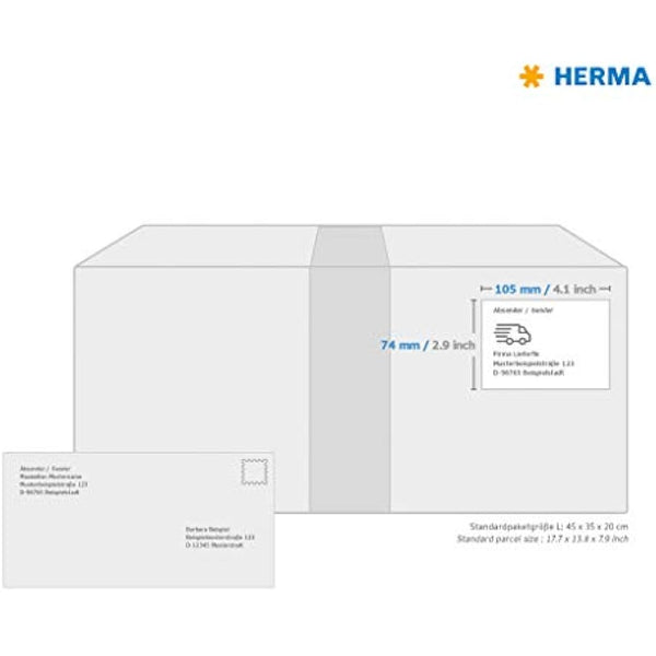 HERMA Self Adhesive Shipping Labels, 8 Labels per A4 Sheet, 200 Sheets, 105 x 74 mm, 1600 Labels, Blank Parcel Labels Stickers, Sticky Labels for Laser & Inkjet Printer, White