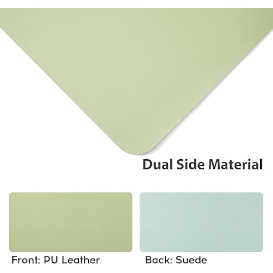 DOBAOJIA Extended Mouse Pad Mat XL Desk Pad Large 31.5" X 15.7" Desk Blotter Writing Pad for Laptop/Office/Home, Dual-Side Use PU Leather Waterproof +Suede Non-Slip 80 x 40cm (Light Green)