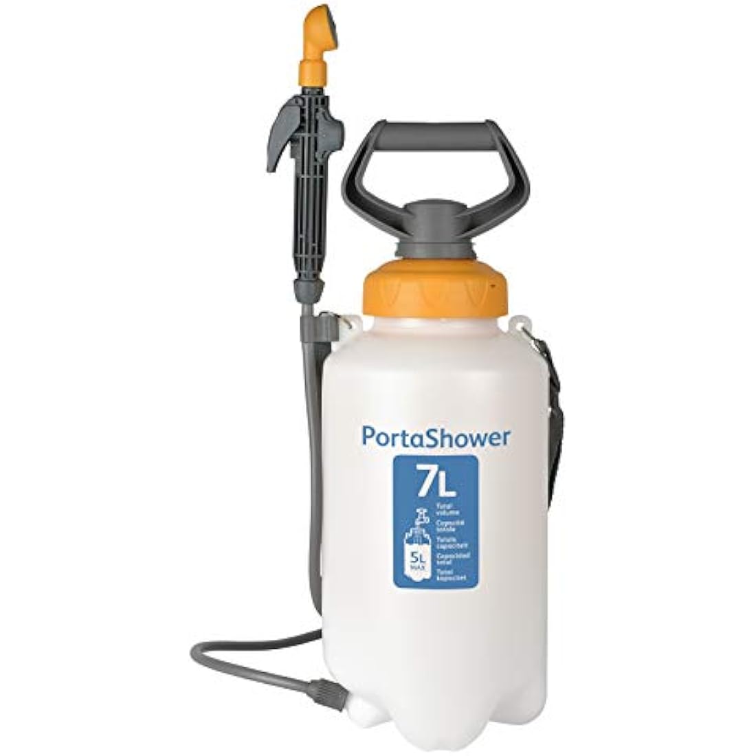 HOZELOCK - Pressure Sprayer Portashower 7L : Ideal for Outdoor Leisure and Gardening Needs (Camping, Caravanning, Cleaning Dogs), Supplied with Shower Spray Head & Carry Strap [4140A0000]