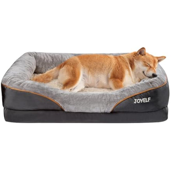 JOYELF Large Memory Foam Dog Bed, Orthopedic Dog Bed & Sofa with Removable Washable Cover and Squeaker Toys as Gift