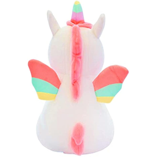 Unicorn Stuffed Animal Toys Cute Soft Unicorn Plush Hugging Pillow with Rainbow Wings Kawaii Toy for Kids Girls (25CM/9.8Inch, White)