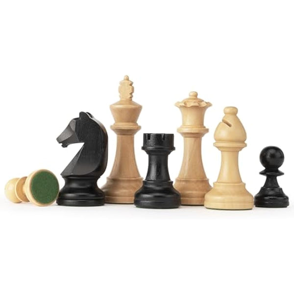 A&A Premium Triple Weighted Staunton Wooden Chess Pieces w/ 2 Extra Queen - King Height 3.75"/9.5cm / 2 Storage Bags