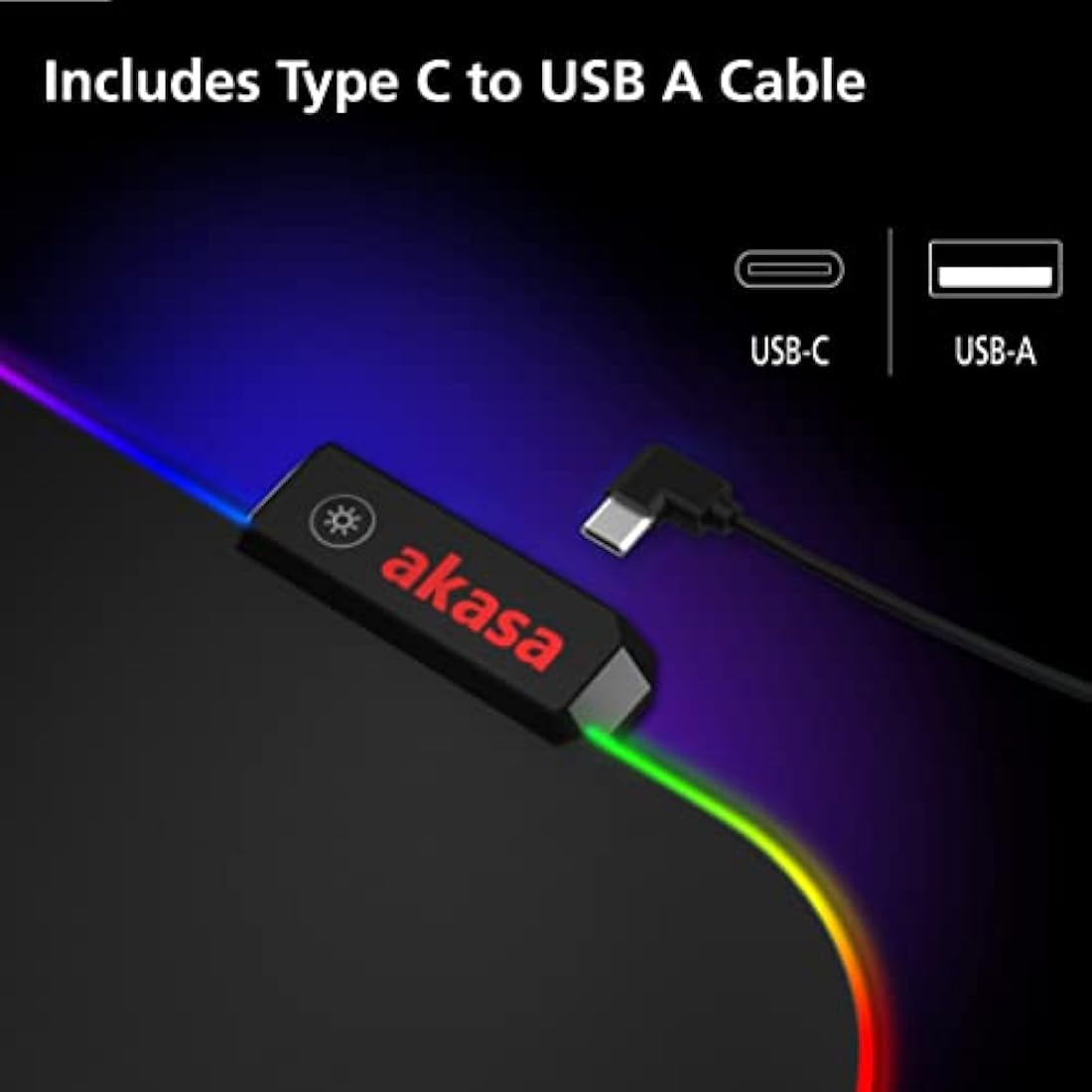 Akasa SOHO RS High Precision RGB Mouse Pad | Gaming Mouse Mat with 9 RGB Modes | Water-Resistant Mousepad | Anti-Slip Base | USB Powered | 350X250X4 mm | For PC, Laptop, Computer | AK-MPD-06RB