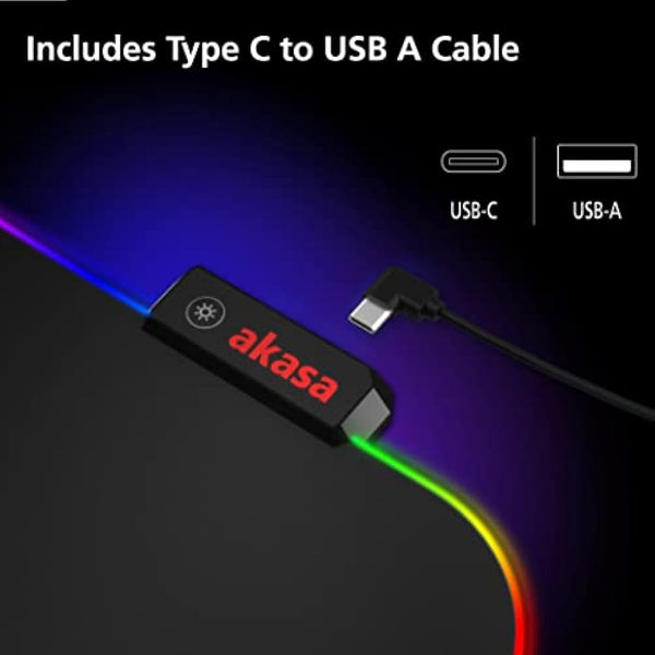 Akasa SOHO RS High Precision RGB Mouse Pad | Gaming Mouse Mat with 9 RGB Modes | Water-Resistant Mousepad | Anti-Slip Base | USB Powered | 350X250X4 mm | For PC, Laptop, Computer | AK-MPD-06RB