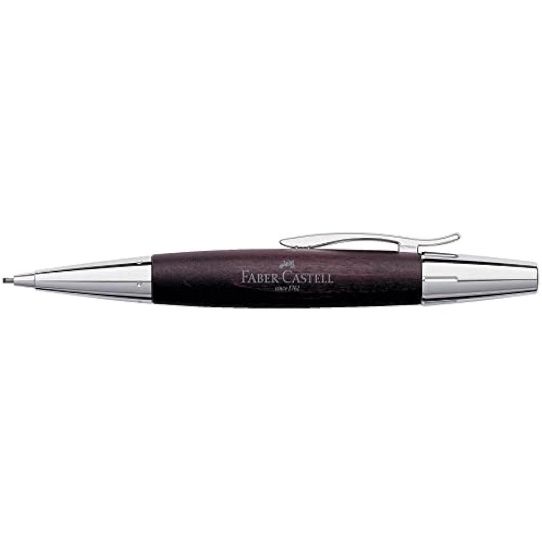 Faber-Castell F138381 E-Motion Pearwood and Chrome Twist Pencil - Dark Brown