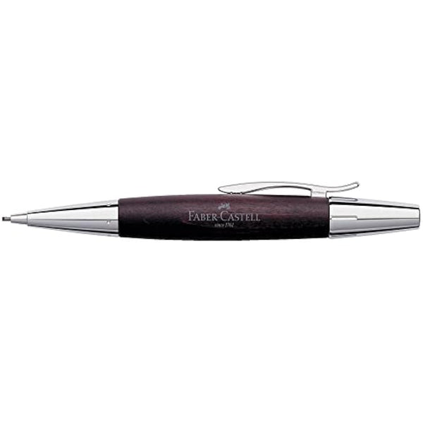 Faber-Castell F138381 E-Motion Pearwood and Chrome Twist Pencil - Dark Brown