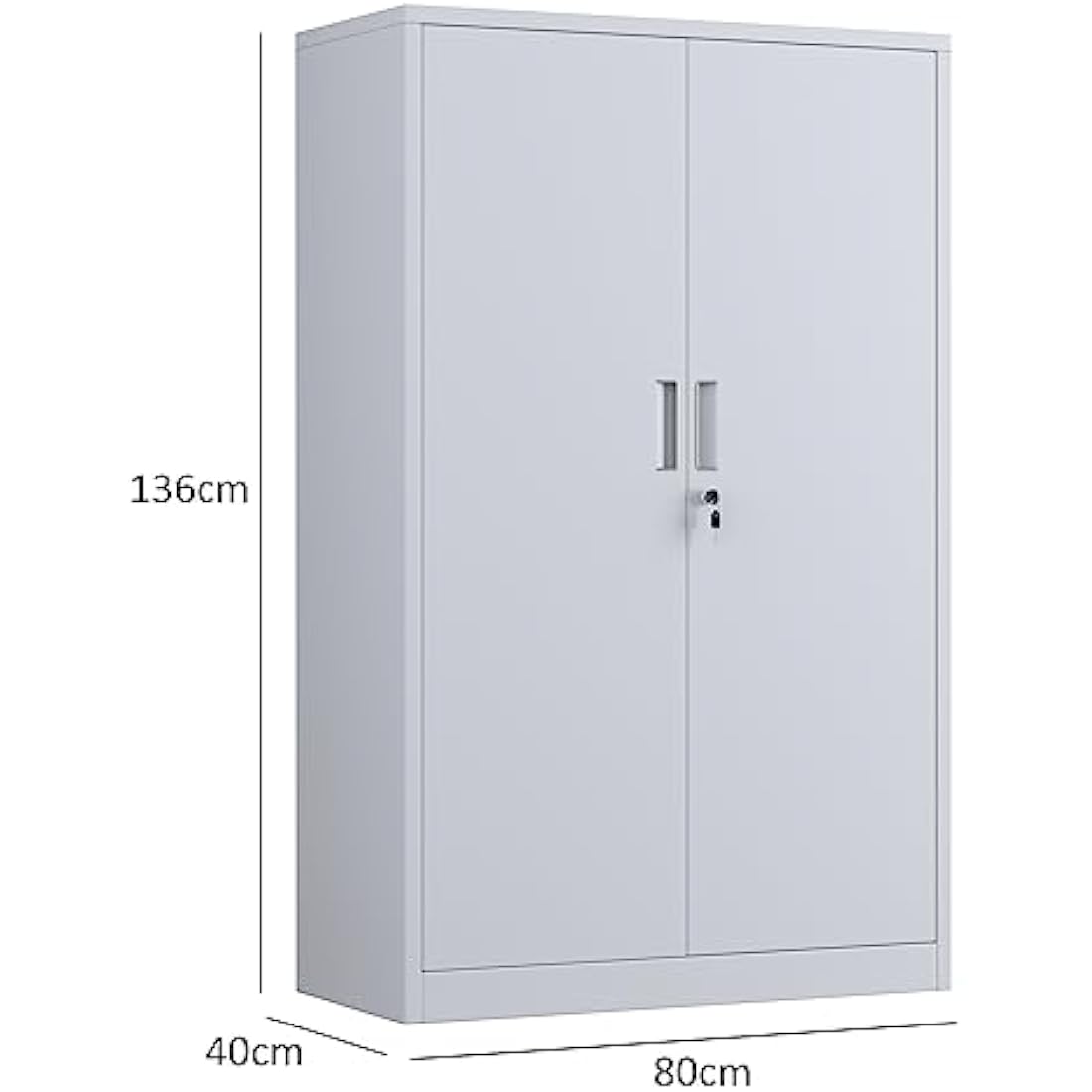 iJINGUR Metal Storage Cabinet with Locking Doors and 3 Adjustable Shelves, Lockable Steel Storage Cupboard for Home Office and Garage (White)