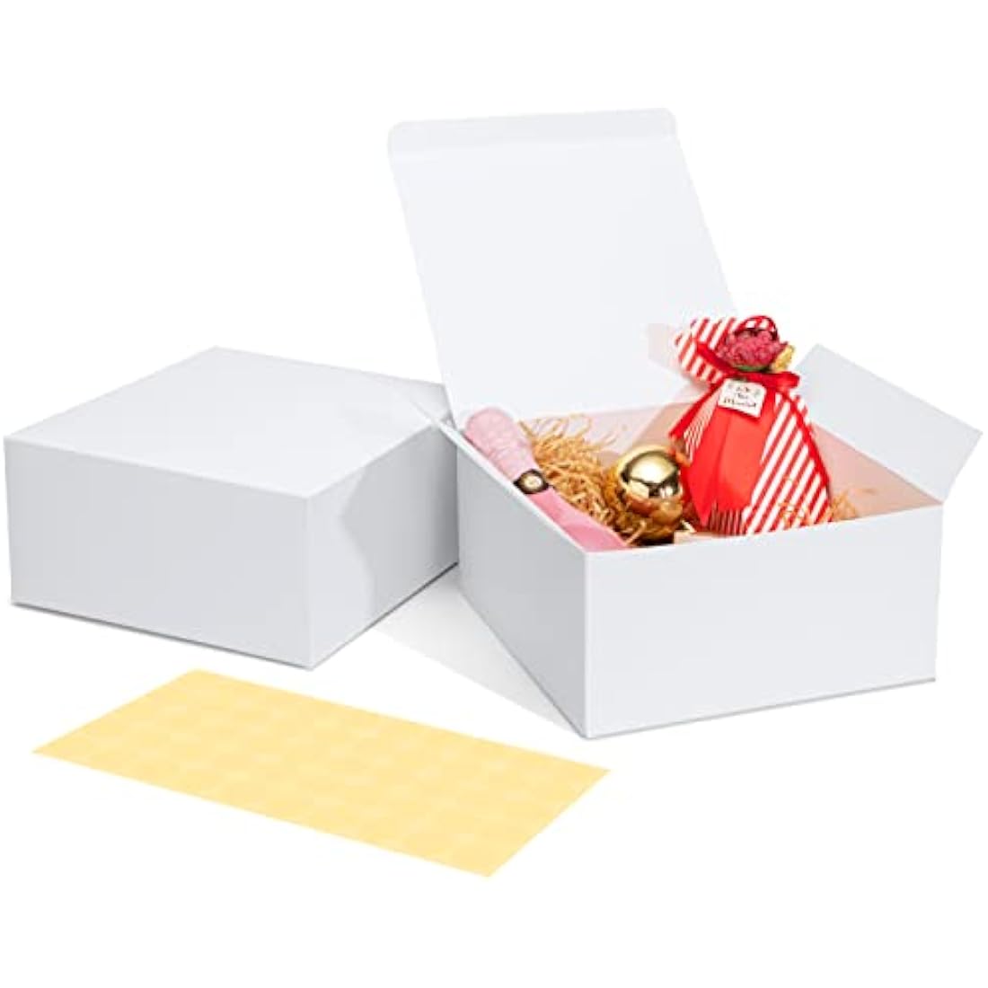 HOUSE DAY Gift Boxes 20x20x10cm Gift Boxes for Bridesmaids Kraft Gift Boxes with Lids for Crafting, Cupcake Boxes Easy Assemble Boxes 10Pack White