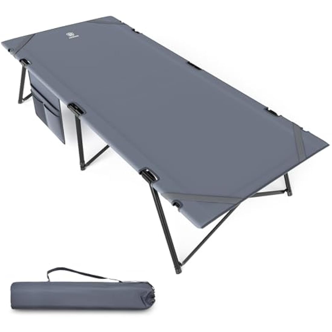 EVER ADVANCED Adult Camp Cot, Heavy Duty Folding Bed with Side Pocket, Portable Camping Bed for Outdoor Use, Loads 200KG
