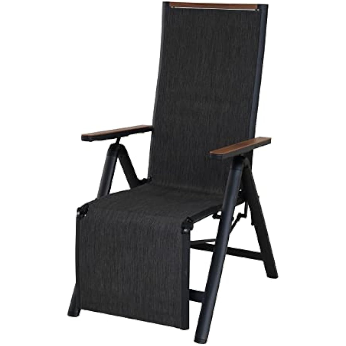 Grand patio Foldable Sun Lounger, Reclining Garden Chair, Aluminium Camping Chairs, Adjustable 6 Position High Backrest, Deck Chair for Garten, Outdoor, Poolside (Black)