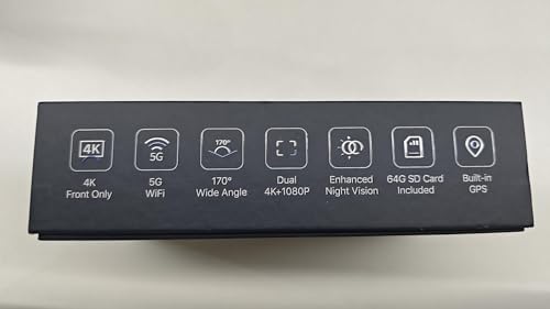 Dash Cam Front and Rear, 4K Dashcam with 64GB SD Card, 1.5'' IPS Display Dual Car Camera with 5GHz Wi-Fi, 24/7 Parking Mode, G-Sensor, Night Vision, 170° Wide Angle, Loop Recording, App Control