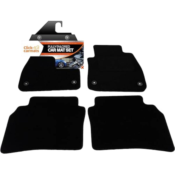 Fully Tailored Deluxe Car Mats to fit Vauxhall Insignia 2017-onwards - 4 Piece - Black Carpet - Black Trim - Heavy Duty Heel Pad - 20-4024