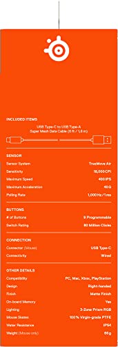 SteelSeries Aerox 5 Wireless - Holey RGB Gaming Mouse - Ultra-lightweight Water Resistant Design - 9 Buttons - Lag-free 2.4GHz / Bluetooth Wireless - 18K DPI TrueMove Air Optical Sensor