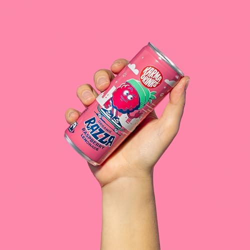 Karma Drinks Razza Raspberry Pink Lemonade (250ml x 24 Cans Soft Drink), Organic, Gluten Free Lemonade cans, Natural Ingredients, FairTrade, Vegan Friendly, No GMO, Carbonated Fizzy Drinks 24 Pack