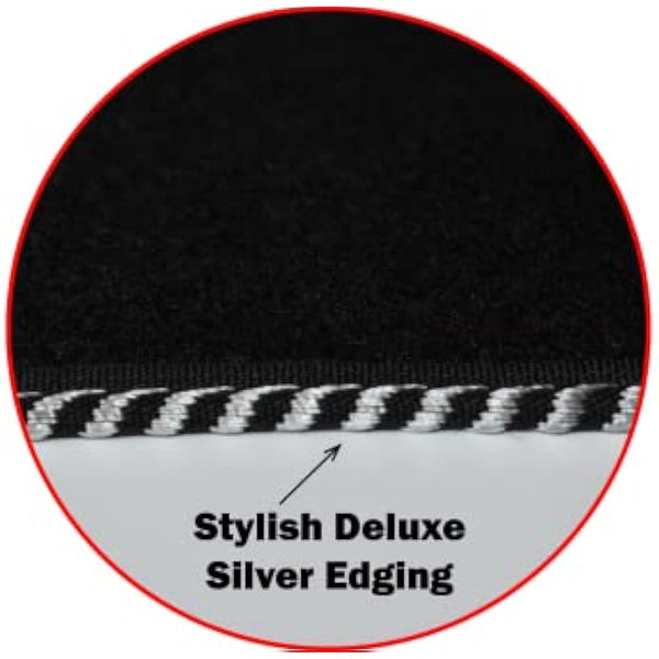 (Silver Edging) Lusso Carpet Floor Mats for Car | Tailored/Compatible to Fit Mini Cooper R56 from 2006 to 2013 | Front & Rear with Heel Pad | 4-Piece Set (Silver Edging)