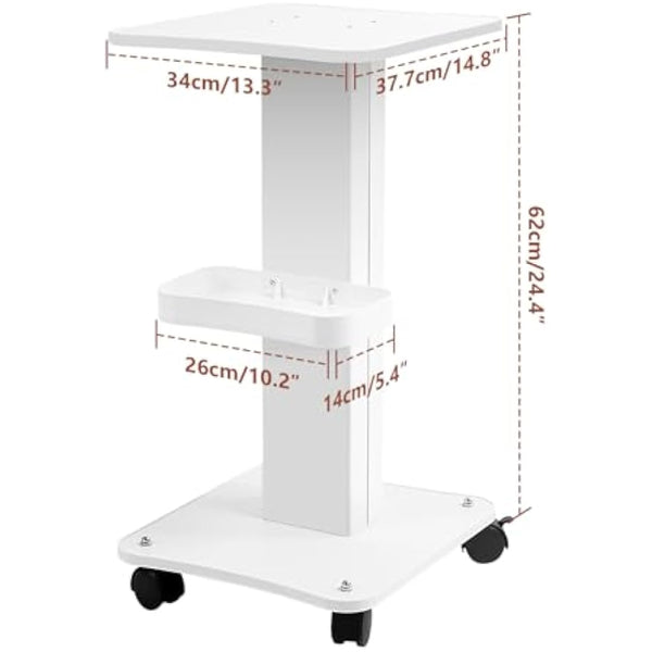 Kalolary Beauty Salon Trolley Cart, Aluminum Alloy Salon Spa Rolling Trolley Stand Mobile Cart with Wheel Beauty Instrument Storage Tray