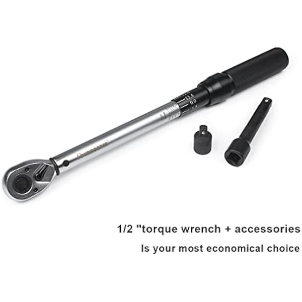FOURROBBER Torque Wrench1/2-Inch Drive Click 25-220 Nm Dual-Direction Adjustable Torque Wrench Set