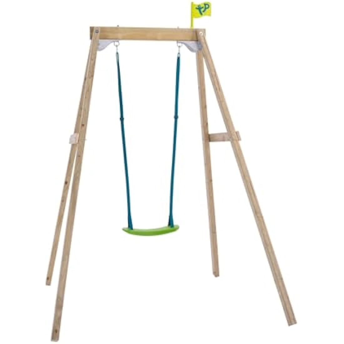 TP Toys Forest Wooden Single Swing Includes 1 Fully Adjustable Rapid Swing Seat, Supplied With Ground Stakes, FSC Certified Pressure Treated Wood, Strong and Sturdy Construction, Age 3 years+