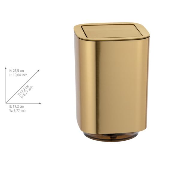 WENKO Auron Gold Cosmetic Bin with Swing Lid 5.5 L Plastic 17.2 x 25.5 x 17.2 cm Gold