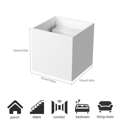 Klighten 2PCS Modern LED Wall Lights Up and Down Wall Lamp Indoor/Outdoor Wall Sconce Lights for Living Room, Bedroom, Hallway, Warm White 3000K,White