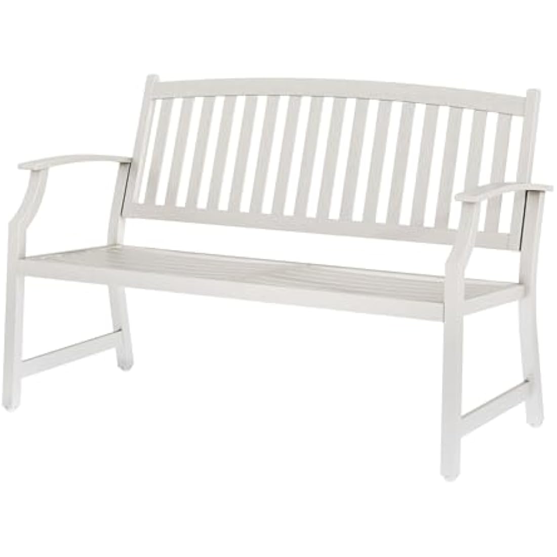 Grand patio Garden Bench, Outdoor Bench with Anti-Rust Steel Metal Frame, Stamped Pattern, Choice of Colours, Suitable for Indoor, Outdoor, Patio, Park (Farmhouse, White)