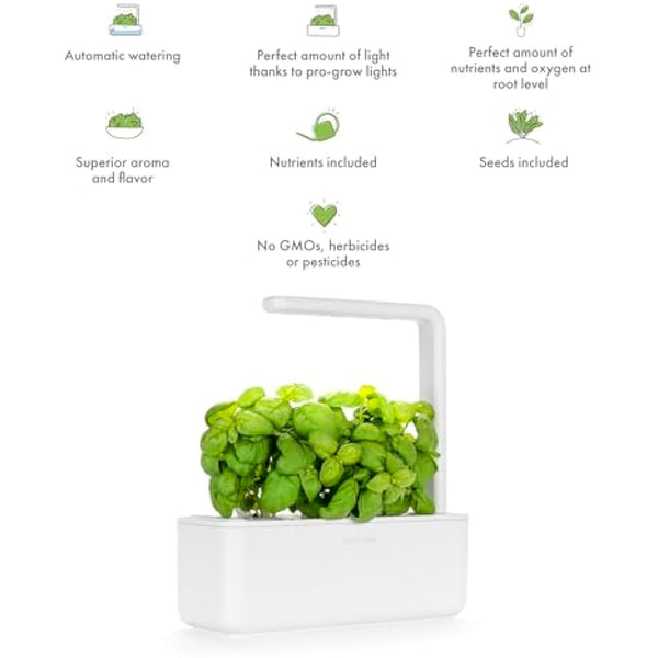 Click and Grow Smart Garden | Easier than Hydroponics growing system | Grow Your Own Kits | Indoor Herb Garden | 3 Basil Pods included, White