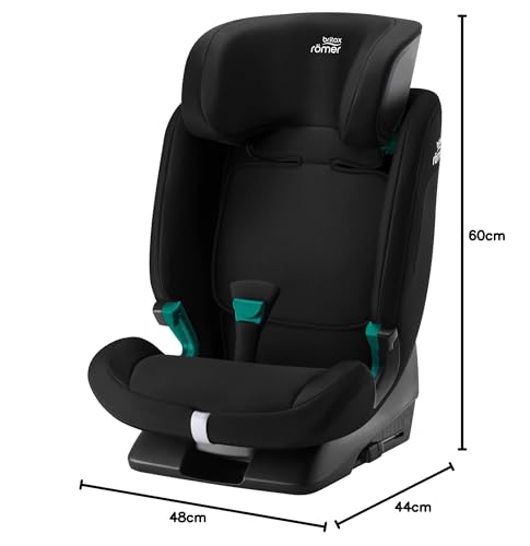 BRITAX RÖMER Car Seat EVOLVAFIX, with ISOFIX, Child from 76 to 150 cm (i-Size), from 15 Months to 12 Years, Space Black