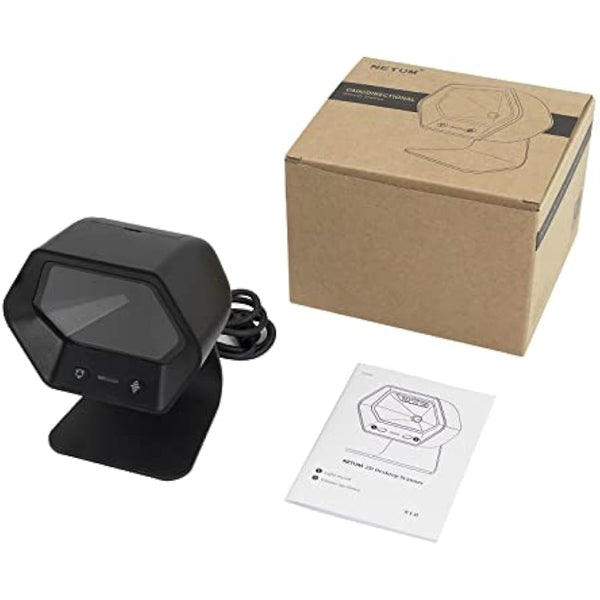 NETUM 1D 2D QR Presentation Scanner Hands-Free USB Barcode Scanner Omnidirectional Wired Bar code Reader for Mobile Payment Computer Screen Scan Support PDF417, Securpharm Code(Data Matrix) NT-7060