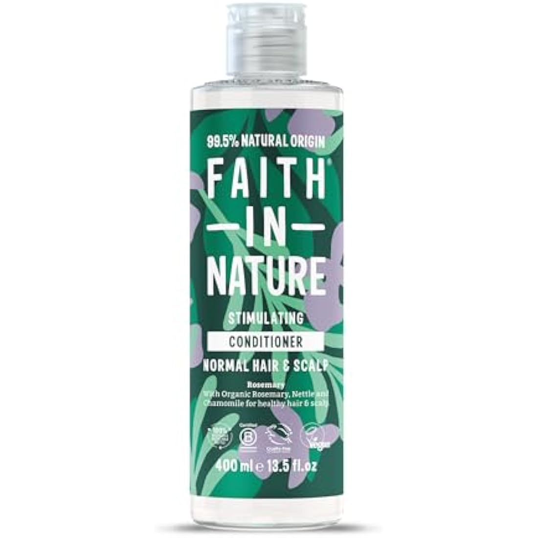 Faith In Nature Natural Rosemary Conditioner, Stimulating for Normal Hair & Scalp, Vegan & Cruelty Free, No SLS, Silicones or Parabens, 400ml