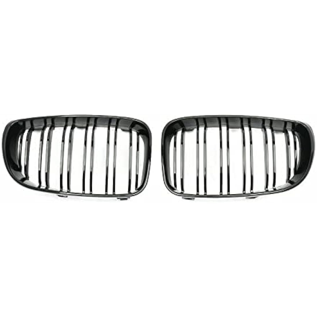 GSRECY Gloss Black Dual Slat Front Bumper Sport Kidney Grill Grille Compatible with BMW 2007-2013 1 Series E81 E82 E87 E88 Lci