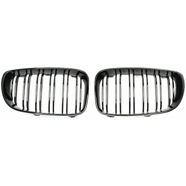 GSRECY Gloss Black Dual Slat Front Bumper Sport Kidney Grill Grille Compatible with BMW 2007-2013 1 Series E81 E82 E87 E88 Lci