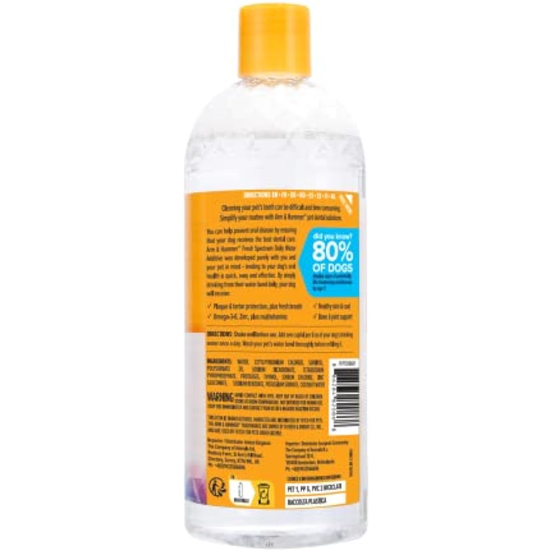 ARM & HAMMER Fresh Spectrum Coconut Mint Dog Water Additive, 473ml, Best Dental Care for Dogs, Removes Plaque & Tartar, Freshens Breath, Gum & Teeth Cleaning, No Brushing, Easy to Use Pet Oral Hygiene