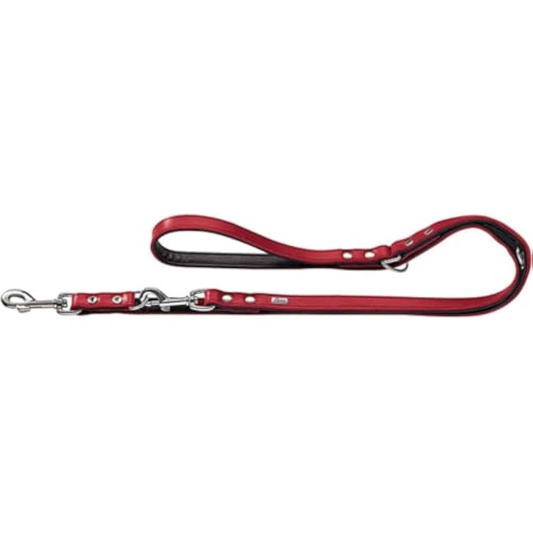 HUNTER Nickel-Plated Split-Leather Basic Training Lead Rope, 18 x 200 cm, Large, Red/Nappa Black