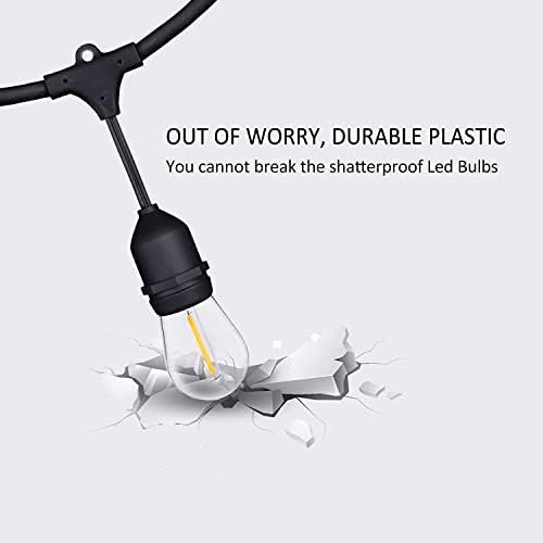 30M Festoon Lights Outdoor E27 IP65 Waterproof Festoon Lights Outdoor String Lights 4.4M Extension Cable Included, 30+2 Shatterproof S14 2700K Bulbs for Pergola Garden Backyard Fence, Linkable