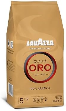Lavazza, Qualità Oro, Coffee Beans, Ideal for Bean to Cup Machine and a Filter Coffee Machine, with Fruity and Flowery Aromatic Notes, 100% Arabica, Intensity 5/10, Medium Roast, 1 Kg