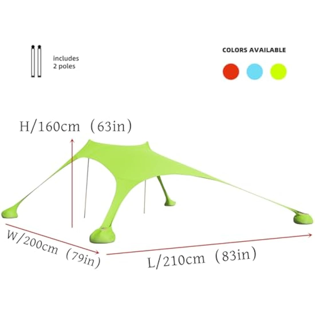 Floving Beach shade tent awning 4-5 people beach sunscreen anti-UV portable umbrella Sun Shelters (Green)