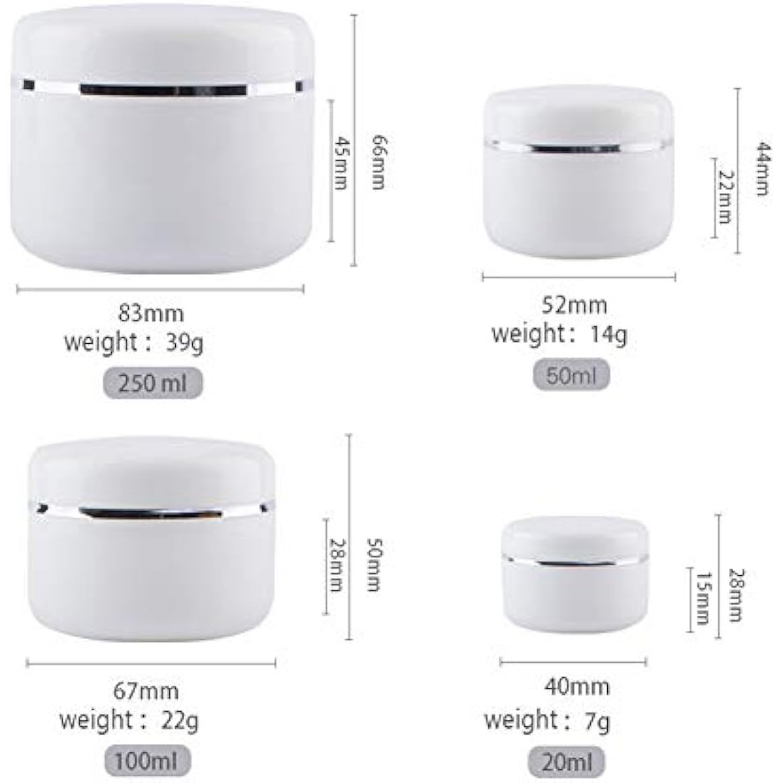 100ML White Plastic Cosmetic Jars Slime Jars Storage Cosmetic Containers Pots Jars with Screw on Lids and Liners for Lotions Creams and Body Scrub- 6 Pack