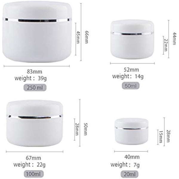 100ML White Plastic Cosmetic Jars Slime Jars Storage Cosmetic Containers Pots Jars with Screw on Lids and Liners for Lotions Creams and Body Scrub- 6 Pack