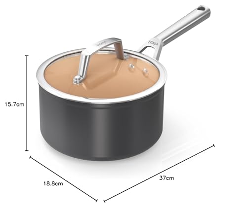 Ninja Extended Life 28cm Ceramic Frying Pan, Non-Stick (No PFAs, PFOAs, Lead or Cadmium), Induction Compatible, Stainless Steel Handle, Oven Safe to 285°C, Grey & Terracotta, CW90028EUUKDB