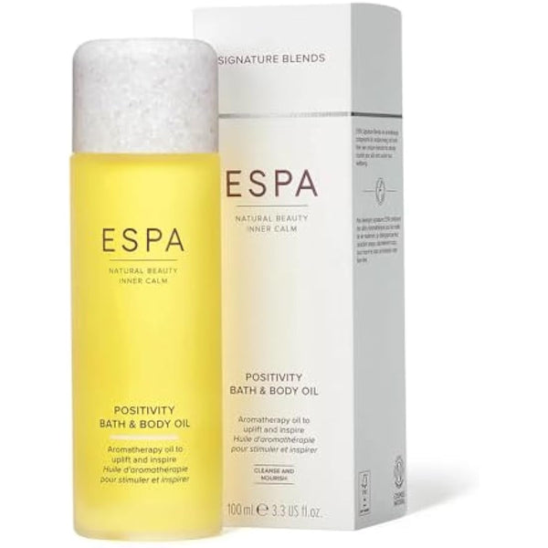 ESPA | Positivity Bath & Body Oil | 100ml | Jasmine, Rose Geranium & Gardenia | Aromatherapy, Essential Oils, Magnesium, Ashwagandha | Support Skin's Natural Moisture Barrier | Massage Oil